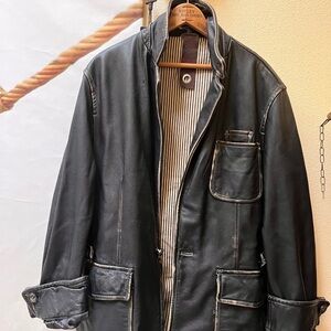 Rogue Charcoal Leather Military Field Jacket